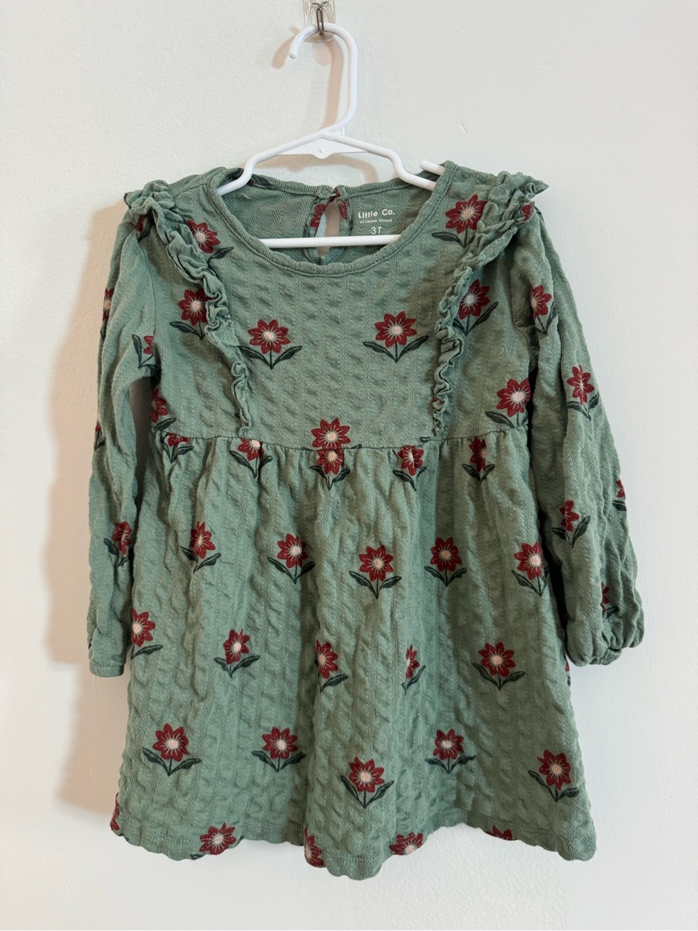 Little Co by Lauren Conrad green floral ruffle knit dress